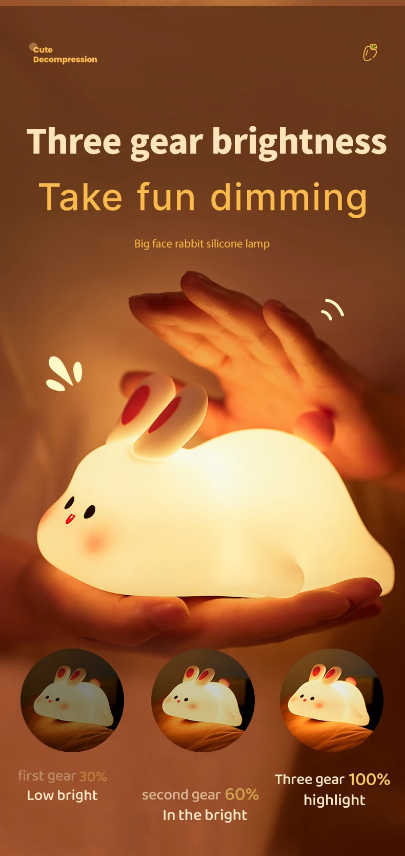 Cute Sheep Panda Rabbit Silicone Lamp