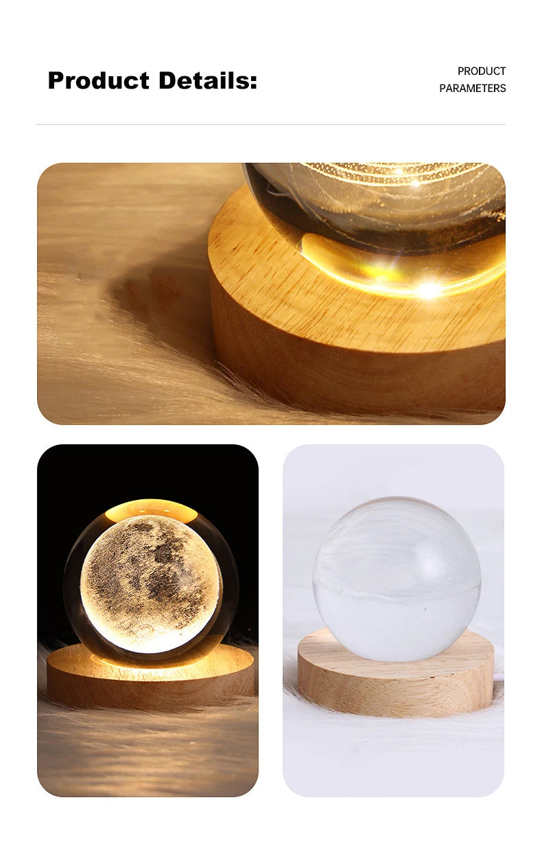 LED Crystal Ball 3D Galaxy for Home Table