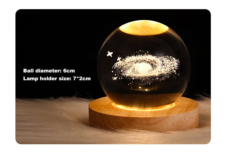 LED Crystal Ball 3D Galaxy for Home Table