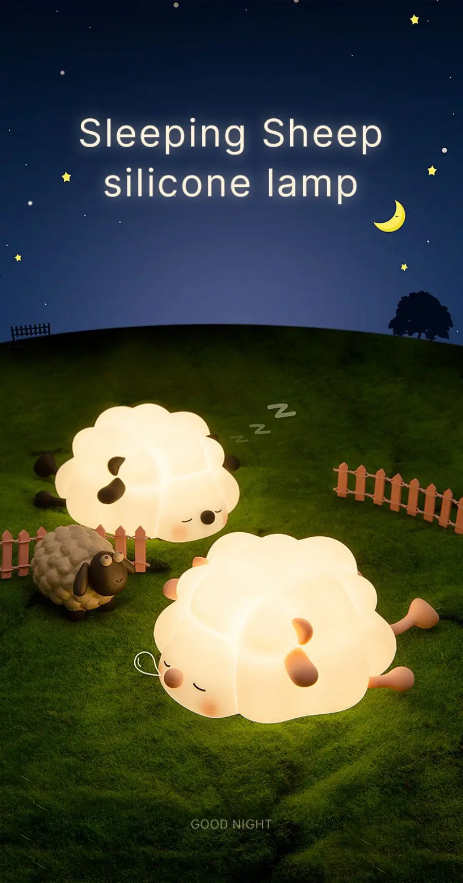 Cute Sheep Panda Rabbit Silicone Lamp