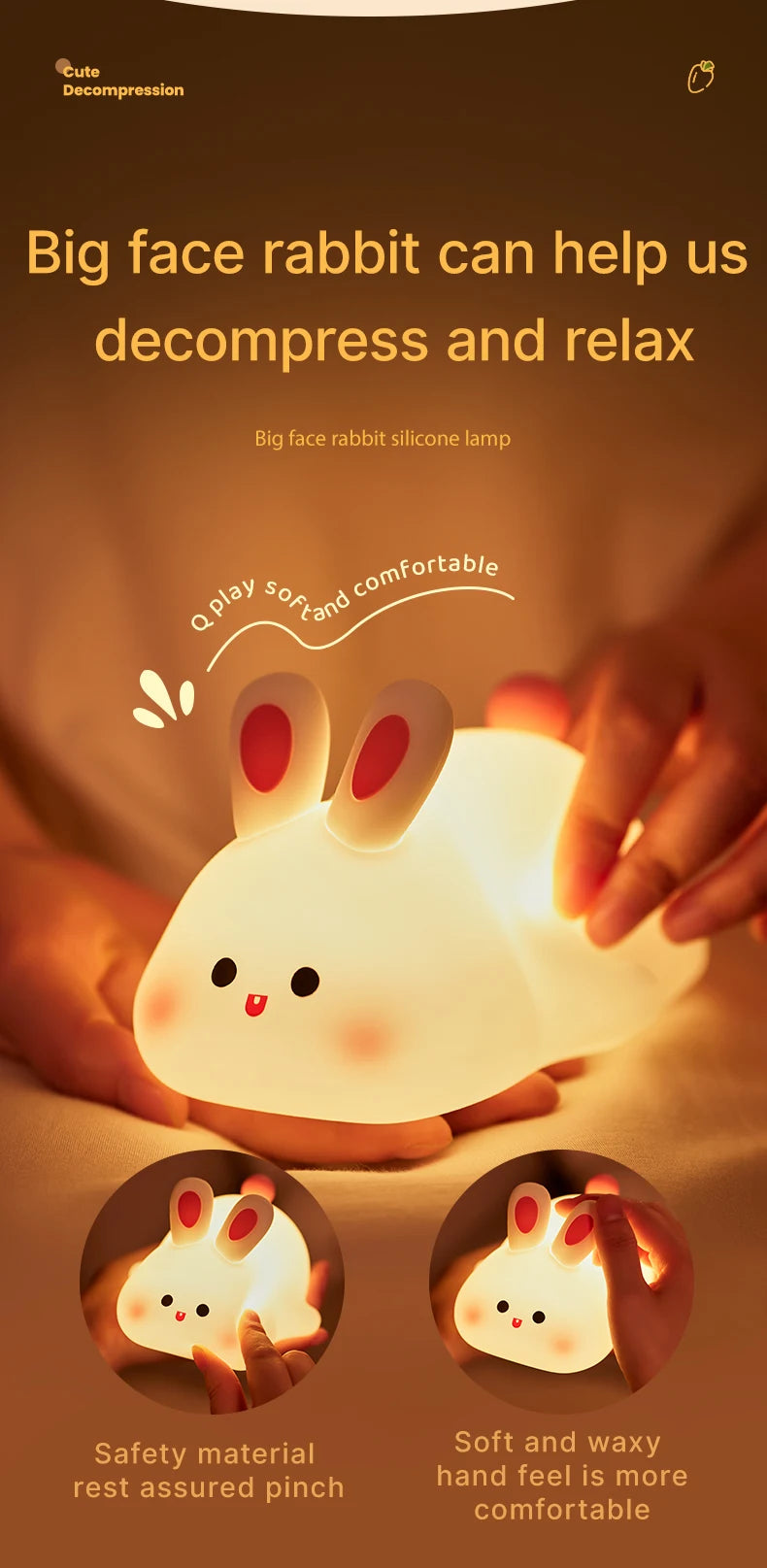 Cute Sheep Panda Rabbit Silicone Lamp