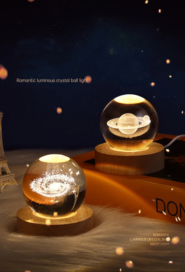 LED Crystal Ball 3D Galaxy for Home Table