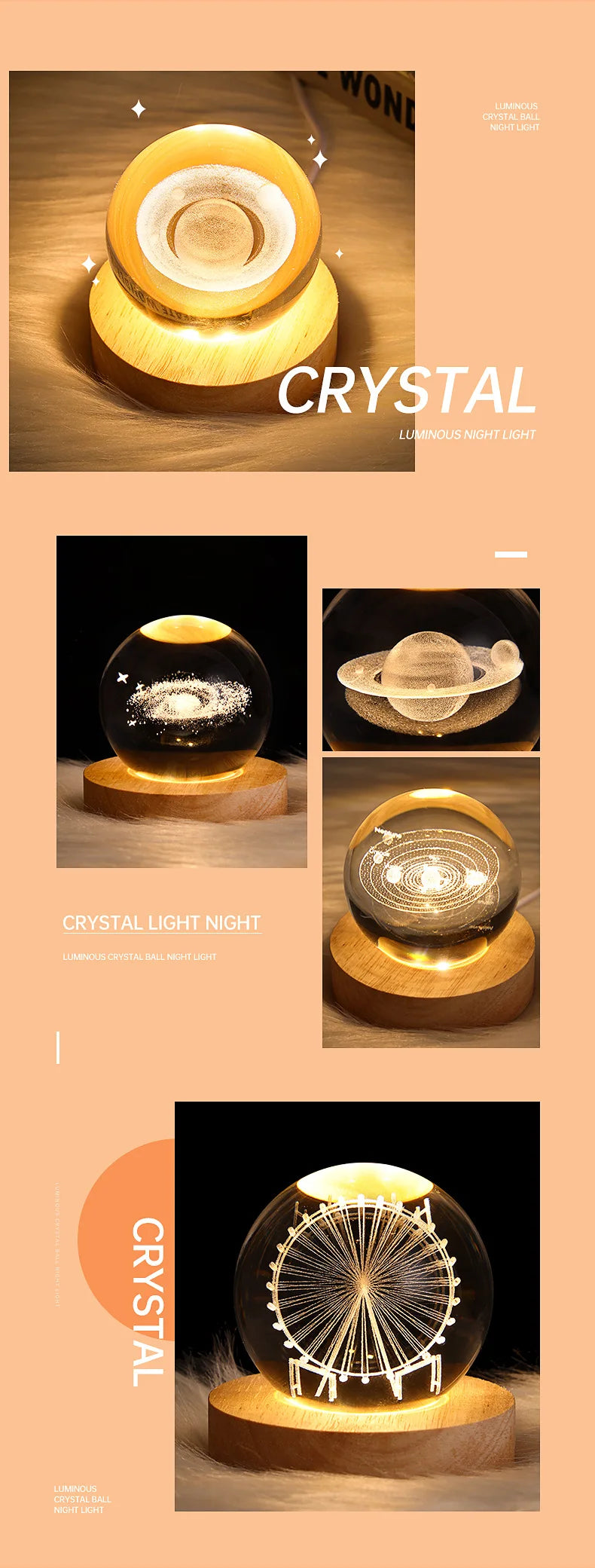 LED Crystal Ball 3D Galaxy for Home Table