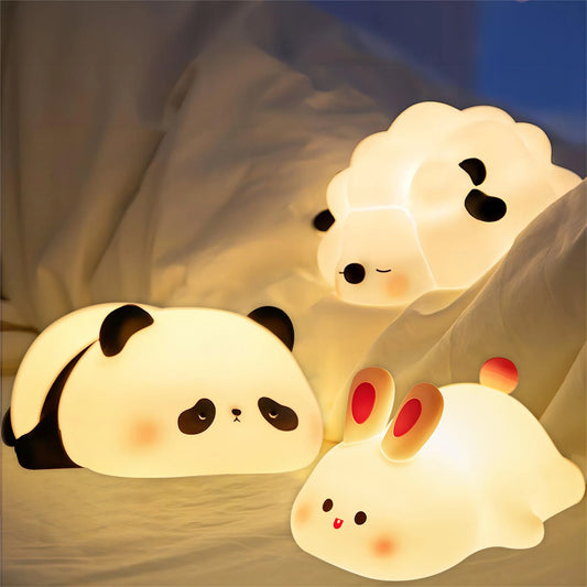 Cute Sheep Panda Rabbit Silicone Lamp