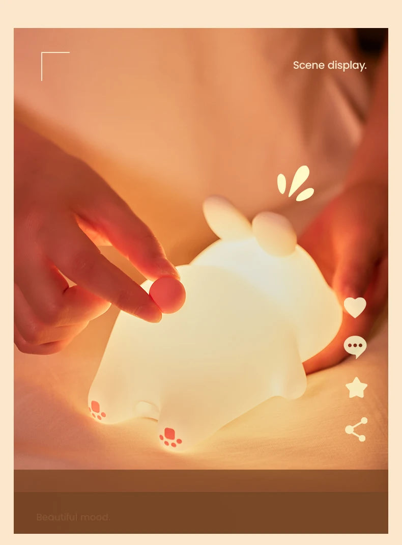 Cute Sheep Panda Rabbit Silicone Lamp